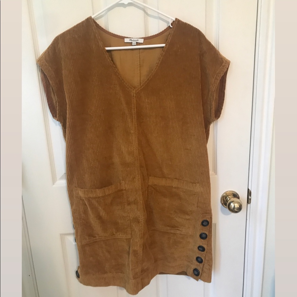 Madewell Mustard Corduroy Shift Dress